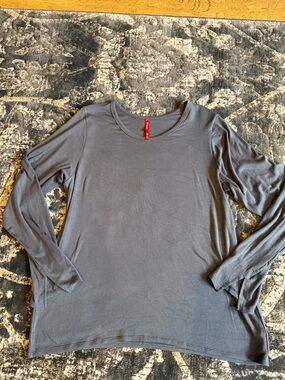 SPANX Long-Sleeve Scoop Neck Top in Gray